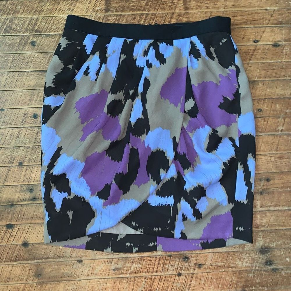 Banana Republic purple and blue faux crossover 2 pencil skirt